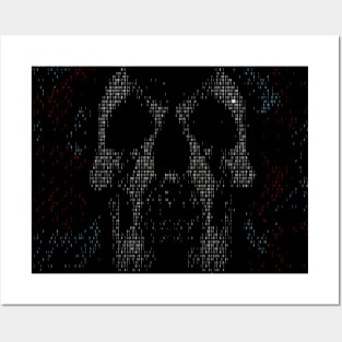 binary skull art Posters and Art